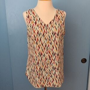 Chico's Reversible And Convertible Multicolor Chevron Sleeveless Top Size 1